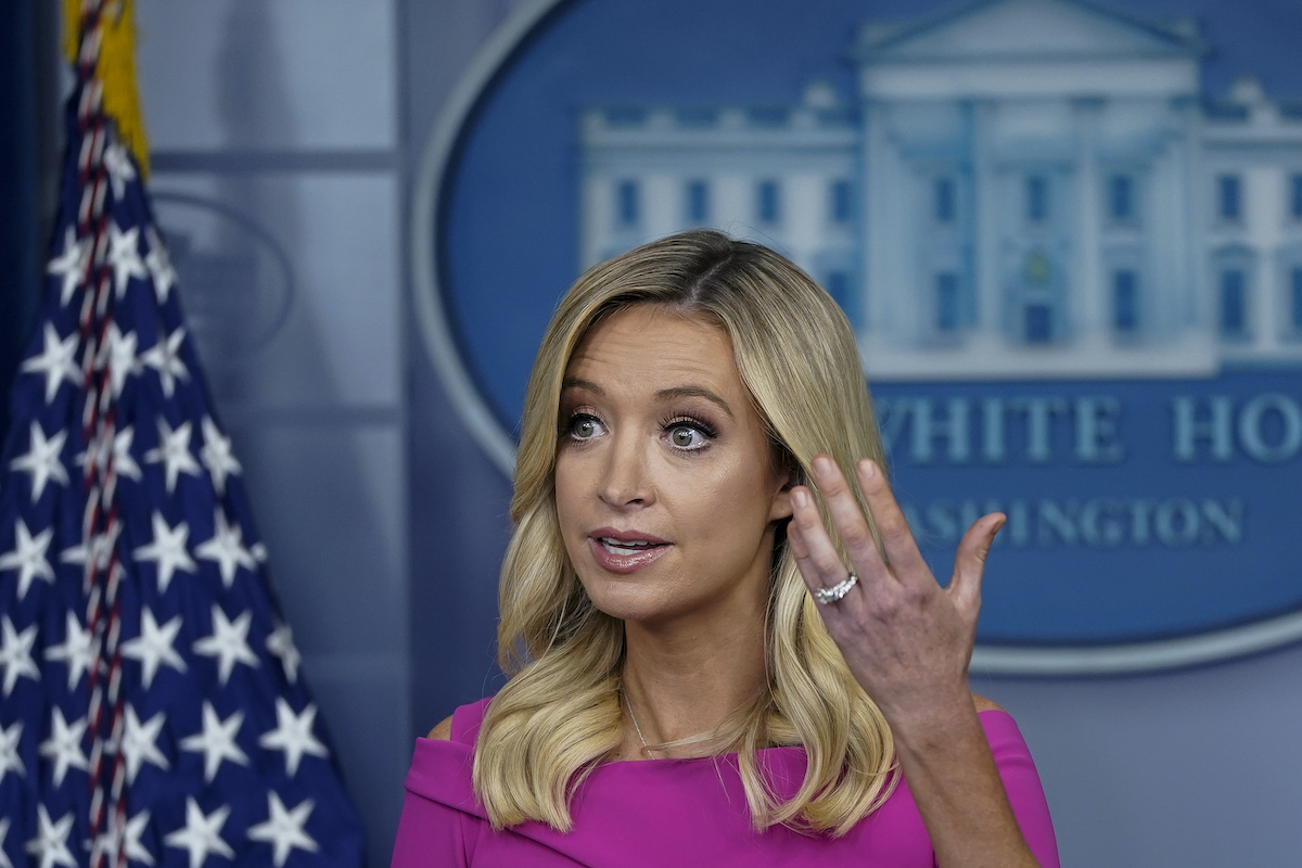 Kayleigh McEnany speaks from the White House podium.