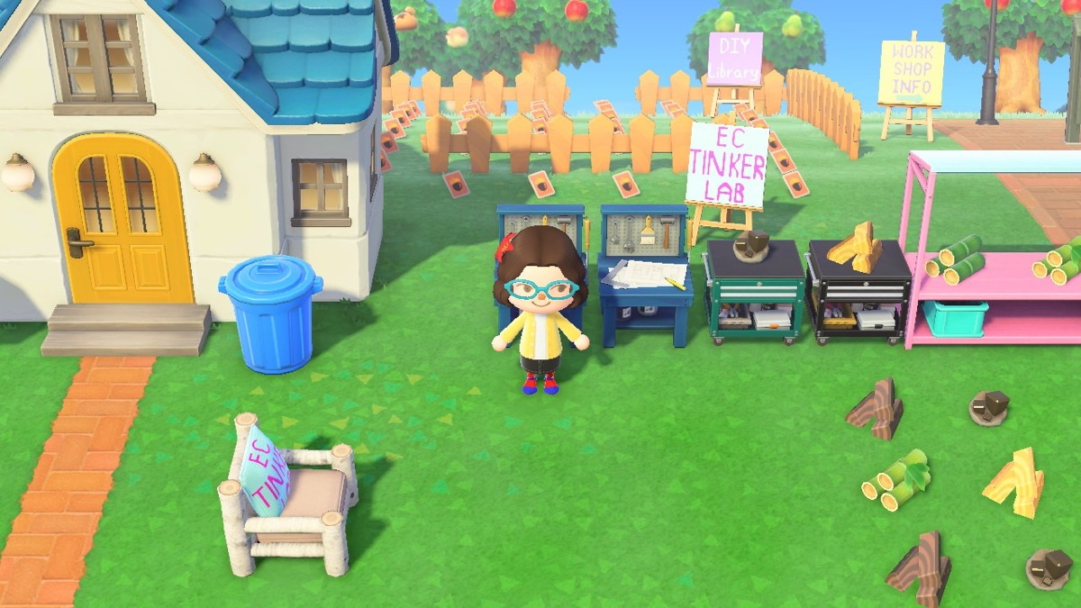 University of Pennsylvania Education Commons' TinkerLab makerspace recreated in Animal Crossing by Chava Spivak-Birndorf.