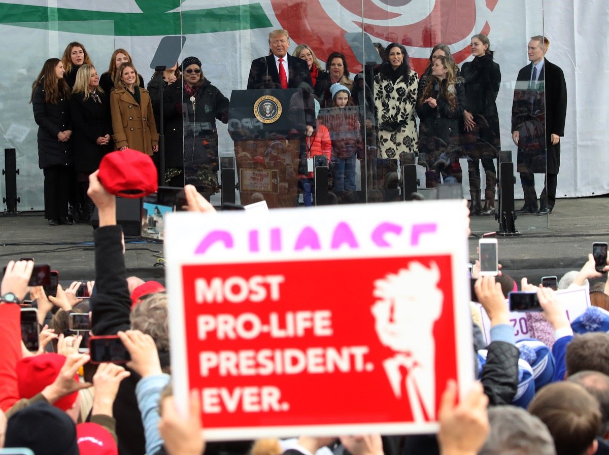 U.S. President Donald Trump speaks at the 47th March For Life rally on the National Mall, January 24, 2019 in Washington, DC. The Right to Life Campaign held its annual March For Life rally and march to the U.S. Supreme Court protesting the high court's 1973 Roe V. Wade decision making abortion legal.