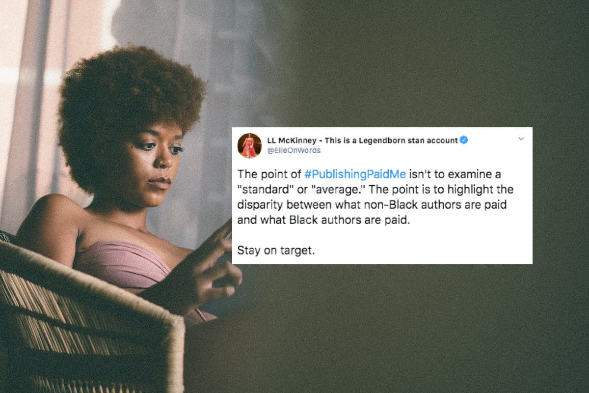 Woman reading about #PublishingPaidMe