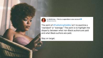 Woman reading about #PublishingPaidMe