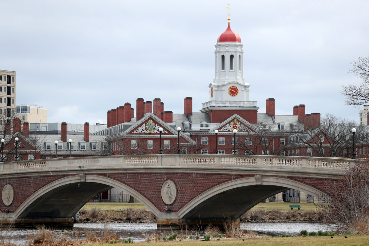 CAMBRIDGE, MASSACHUSETTS - MARCH 23: The Harvard University campus is shown on March 23, 2020 in Cambridge, Massachusetts. Students were required to be out of their dorms no later than March 15 and finish the rest of the semester online due to the ongoing COVID-19 pandemic. (Photo by Maddie Meyer/Getty Images)
