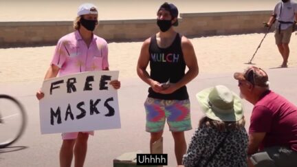 Bros handing out masks, bro.