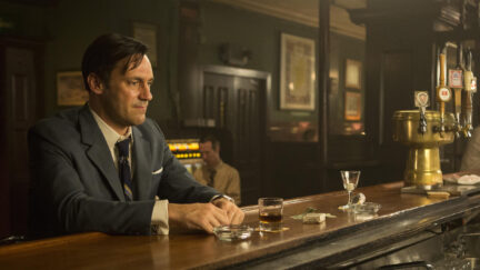 Don Draper (Jon Hamm) faces personal and professional upheaval in the final season of Mad Men.</em