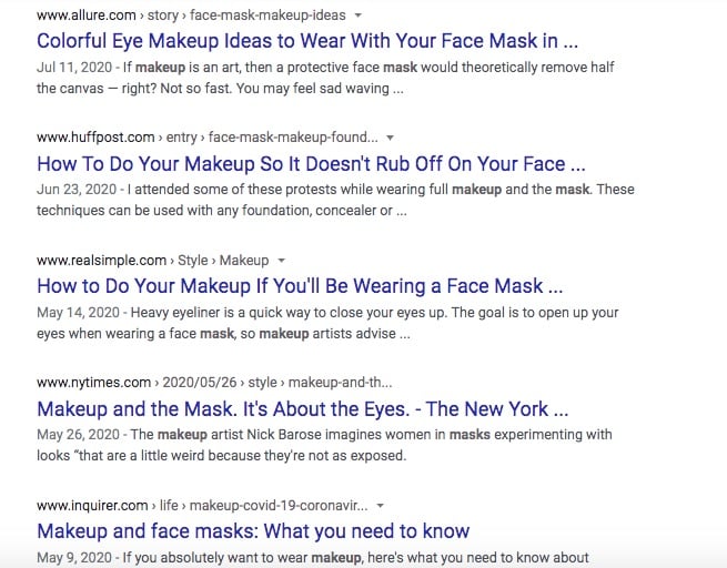 Face masks and makeup