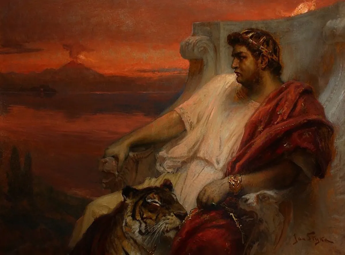 Emperor Nero watches Rome burn