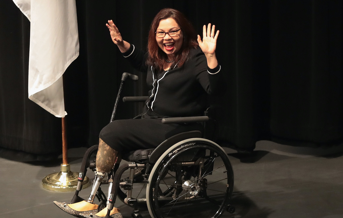 Tammy Duckworth laughing.