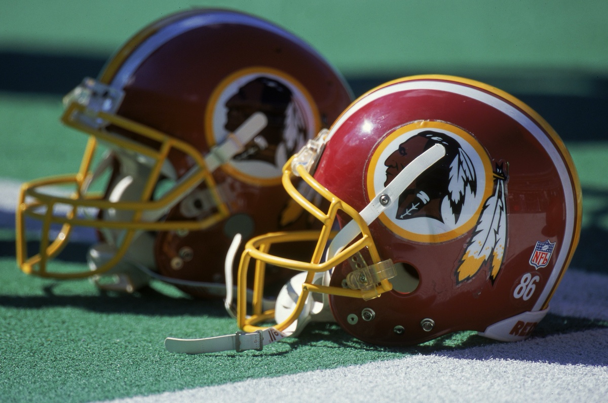 8 Oct 2000: A general view of the helmets of the Washington Redskins and the Philadelphia Eagles after the game at the Veterans Stadium in Philadelphia, Pennsylvania. The Redskins defeated the Eagles 17-14.Mandatory Credit: Doug Pensinger /Allsport