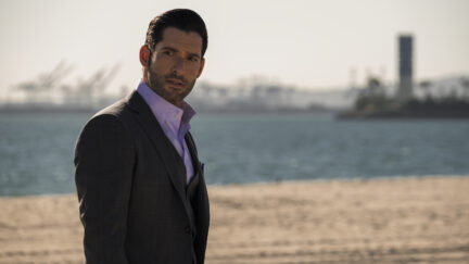 LUCIFER (L to R) TOM ELLIS as LUCIFER MORNINGSTAR in episode 105 of LUCIFER Cr. JOHN P. FLEENOR/NETFLIX © 2020