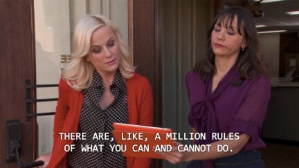 Leslie knope dealing with the Hatch act on parks and recreation