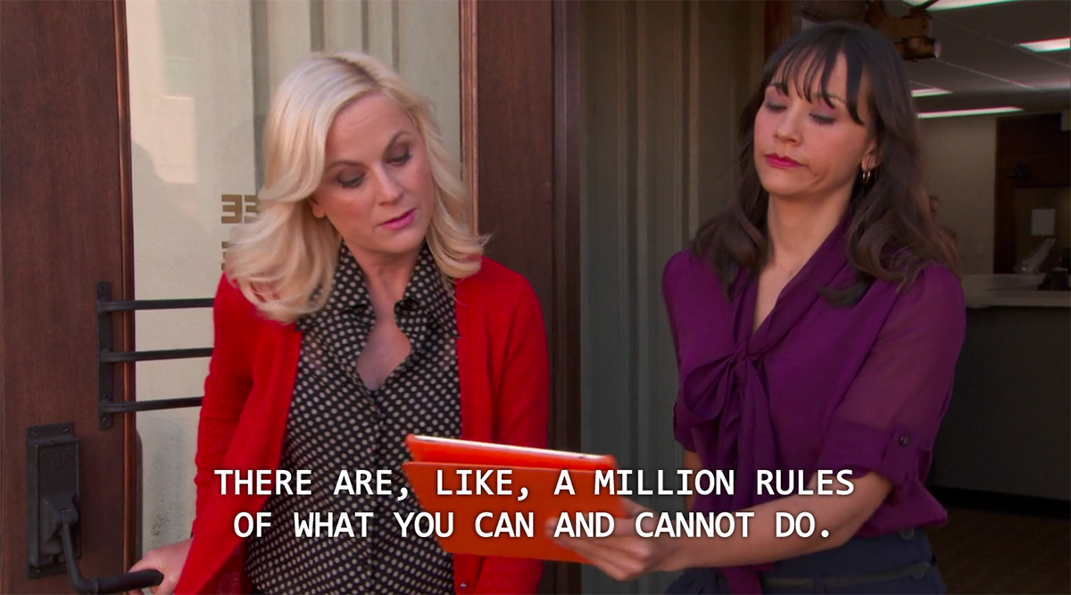 Leslie knope dealing with the Hatch act on parks and recreation