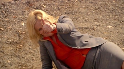 Leslie Knope falling in the Pit