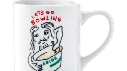 Big Lebowksi mug with The Dude designed by Jeff Bridges for Williams Sonoma.