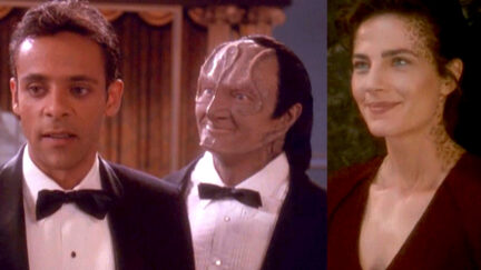 Garak Bashir and Jadzia Dax on Star Trek: Deep Space Nine.