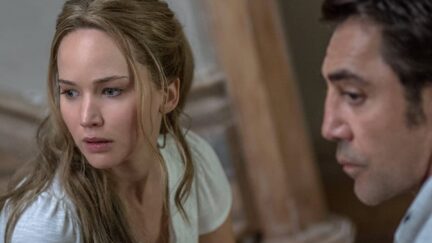 Javier Bardem and Jennifer Lawrence in Mother! (2017)
