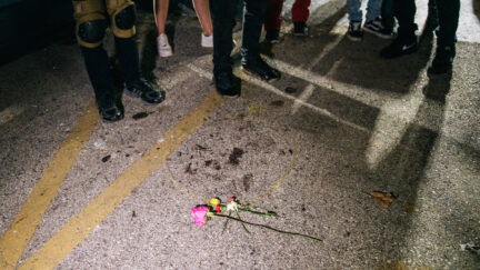 Demonstrators revisit the site where a protester was killed on August 26, 2020 in Kenosha