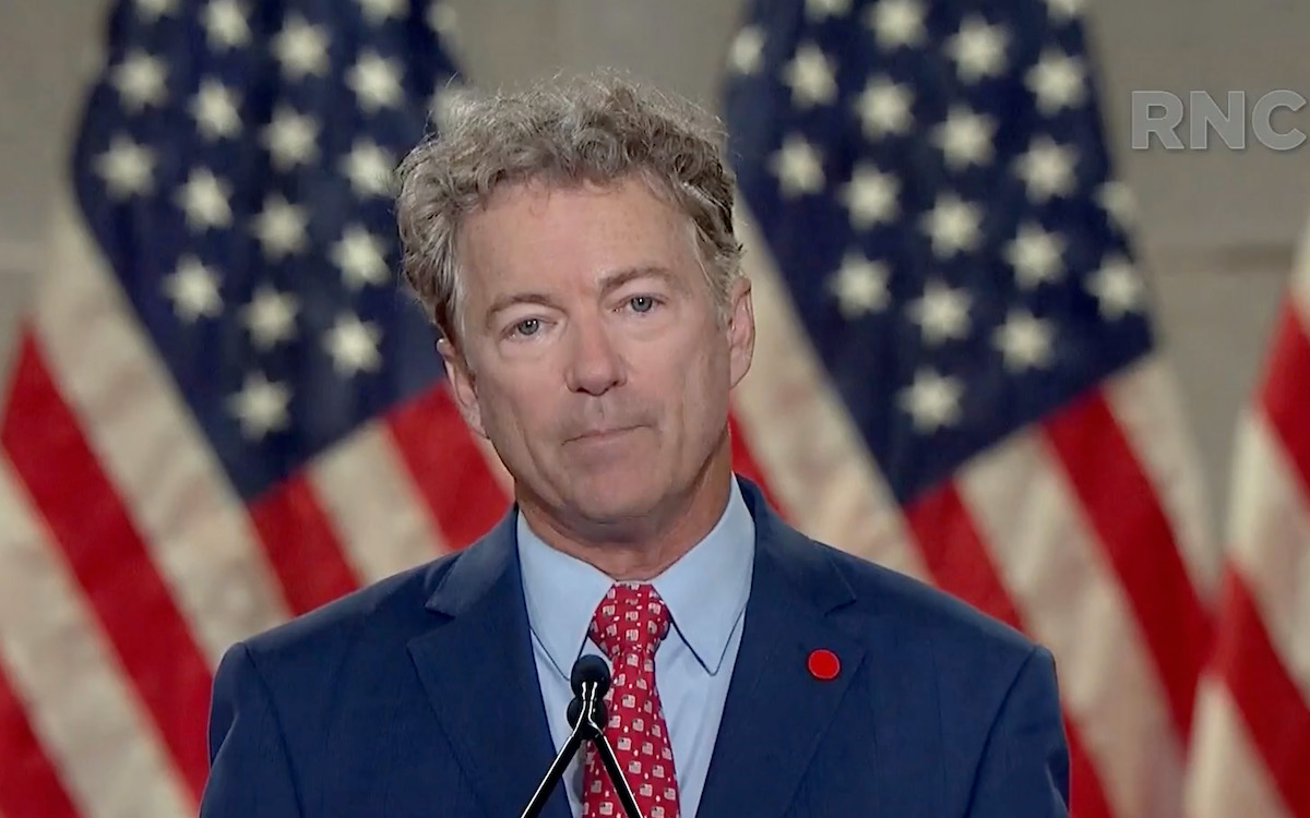 Rand Paul speaks in a screenshot from the virtual RNC.