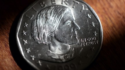 A dollar coin bearing Susan B. Anthony's face.