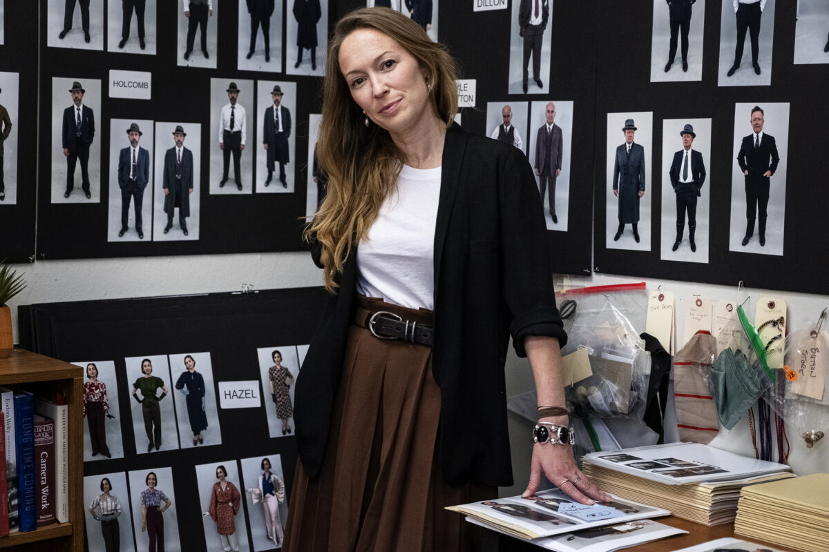 Emma Potter on the set of Perry Mason