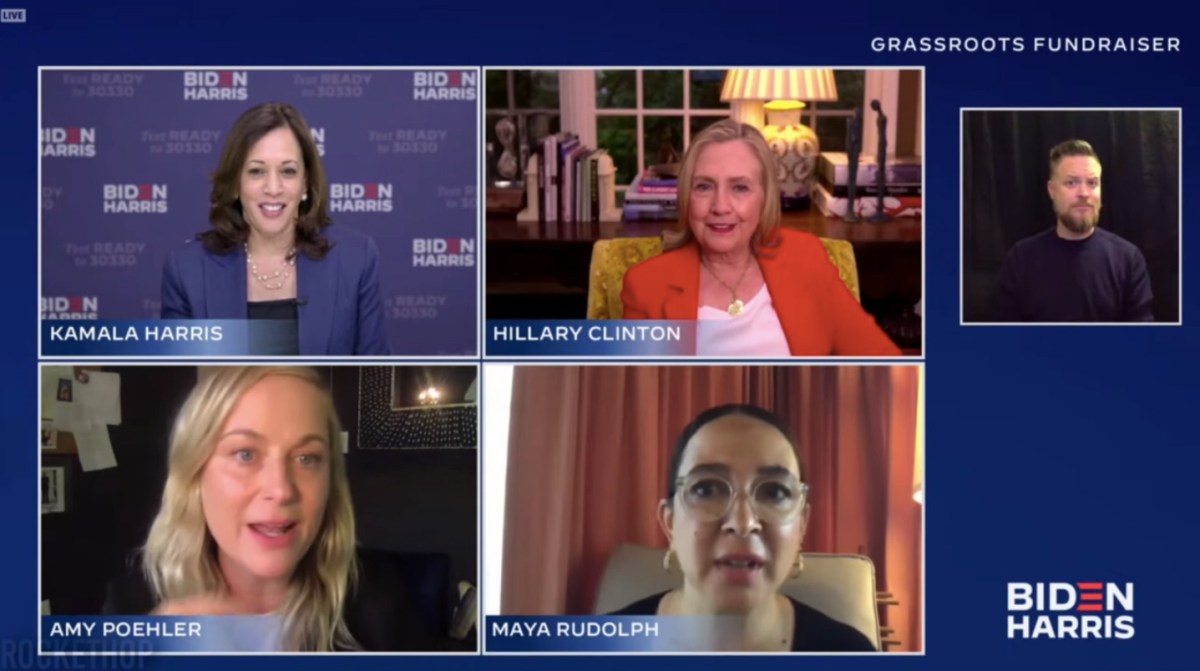 Amy Poehler and Maya Rudolph interview Kamala Harris and Hillary Clinton