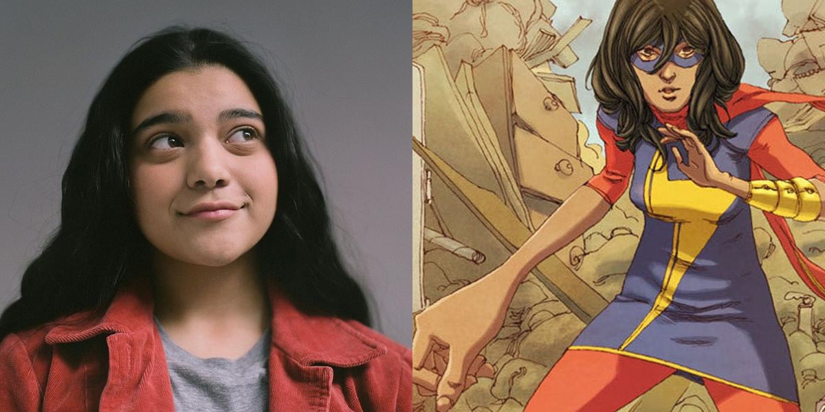 Iman Vellani is Kamala Kahn in Disney+'s Ms. Marvel, alongside her comic book counterpart.