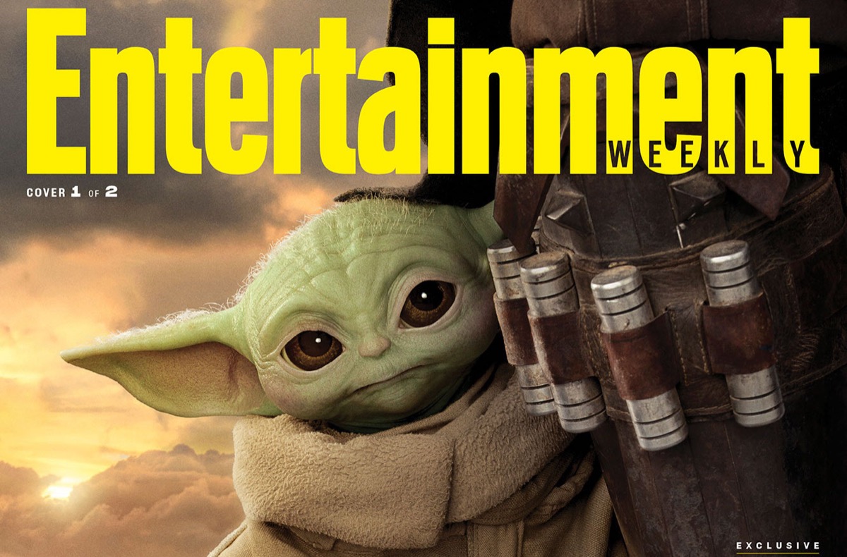 Baby Yoda on the cover of Entertainment Weekly for the first look at Disney+'s The Mandalorian season 2.