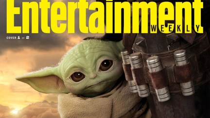 Baby Yoda on the cover of Entertainment Weekly for the first look at Disney+'s The Mandalorian season 2.