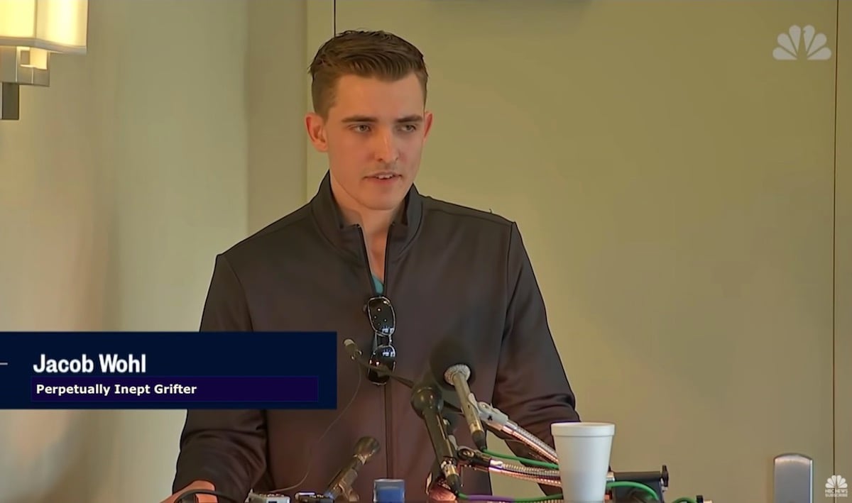 Jacob Wohl speaks at a press conference.