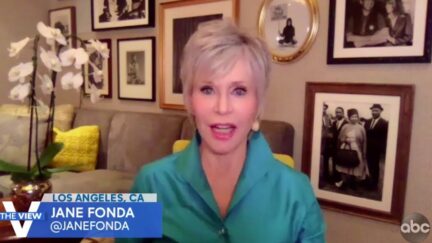 Jane Fonda appears remotely on The View.