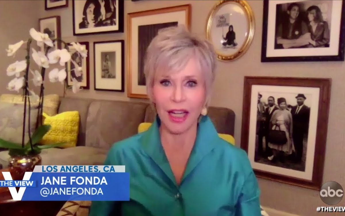 Jane Fonda appears remotely on The View.