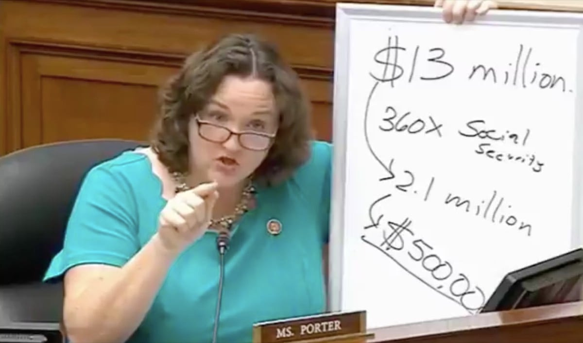 Rep Katie Porter destroys rich man spectacularly.