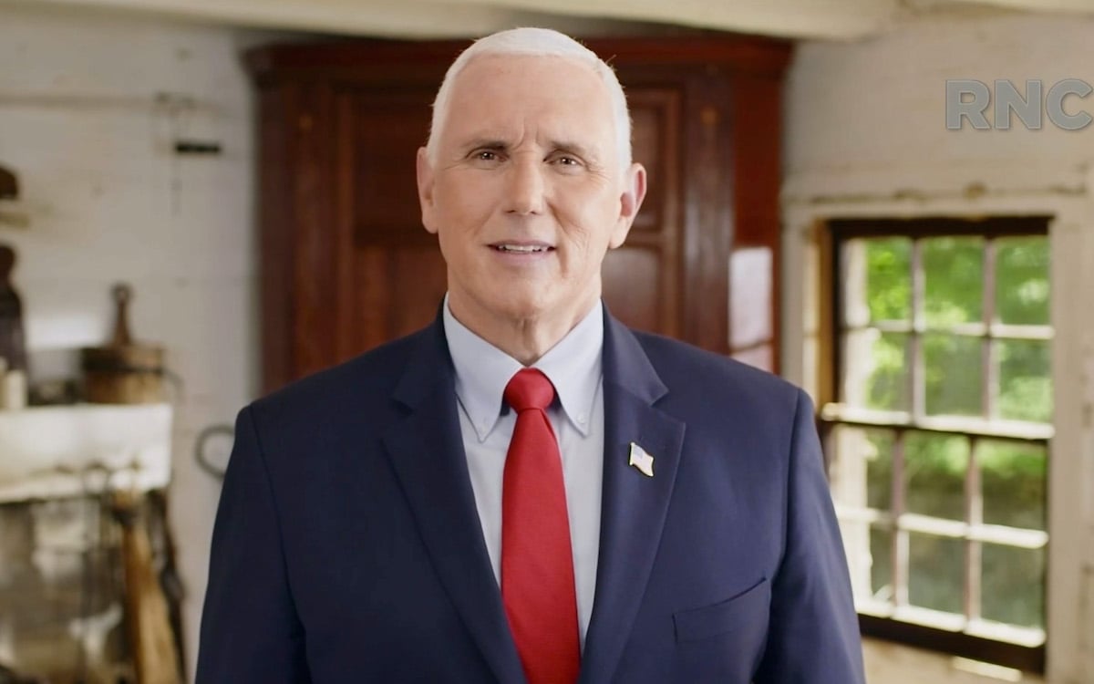 Mike Pence looks awkward speaking during the virtual RNC.