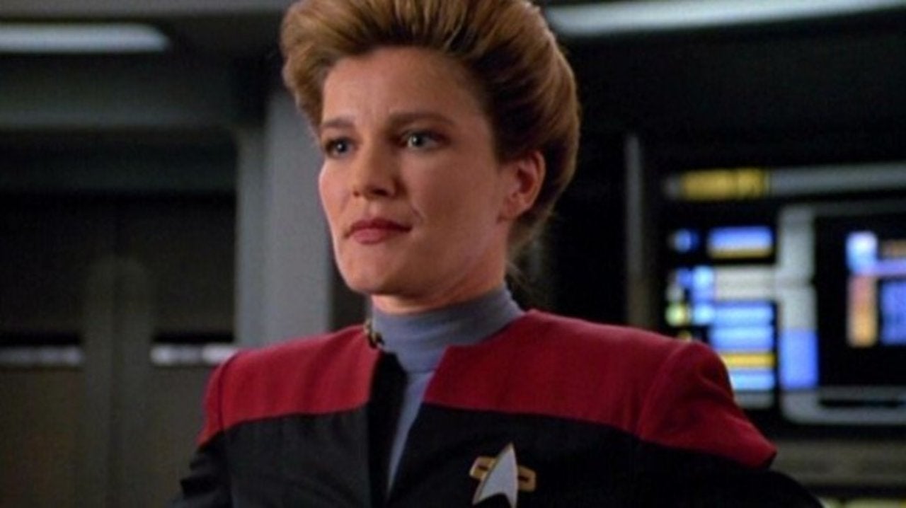Kate Mulgrew as Captain Janeway in Star Trek: Voyager.