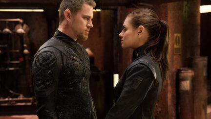 Mila Kunis and Channing Tatum in Jupiter Ascending (2015)