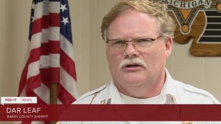 Sheriff Dar Lear interviewed for a local news program.