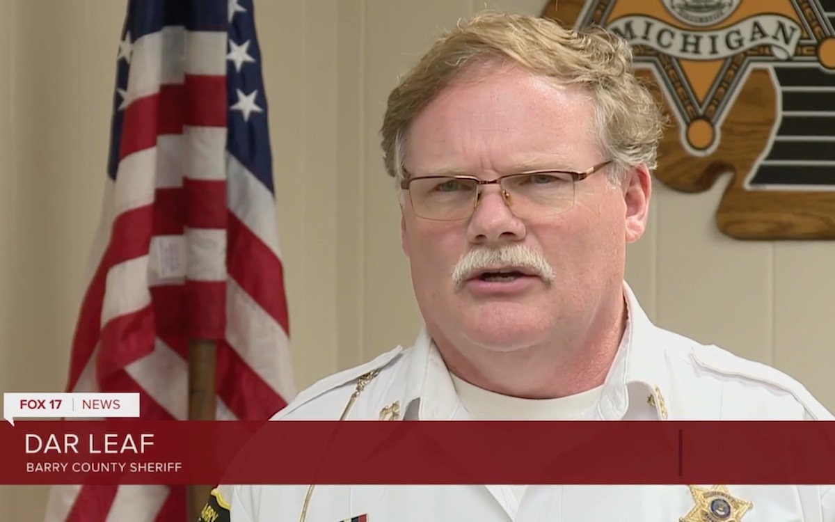 Sheriff Dar Lear interviewed for a local news program.