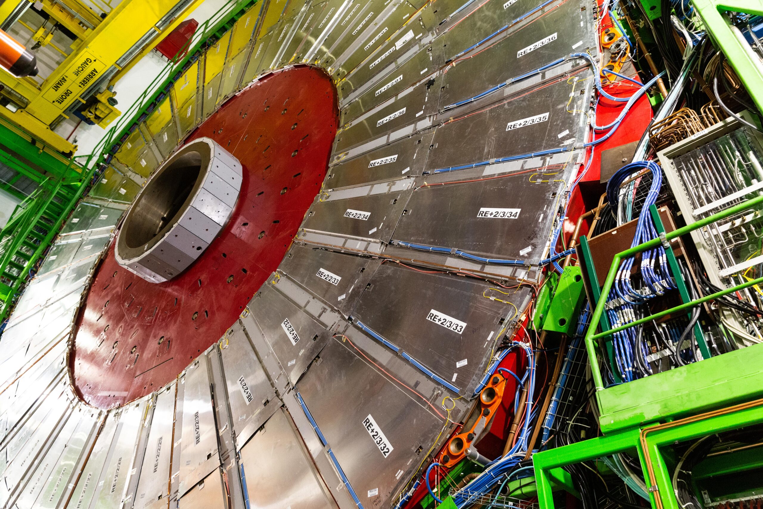MEYRIN, SWITZERLAND - SEPTEMBER 14: A part of the 14.000 tone CMS detector is seen during the Open Days at the CERN particle physics research facility on September 14, 2019 in Meyrin, Switzerland. The 27km-long Large Hadron Collider is currently shut down for maintenance, which has created an opportunity to offer access to the public. CERN, the European Organization for Nuclear Research, is the world's largest laboratory for research into particle physics. (Photo by Ronald Patrick/Getty Images)