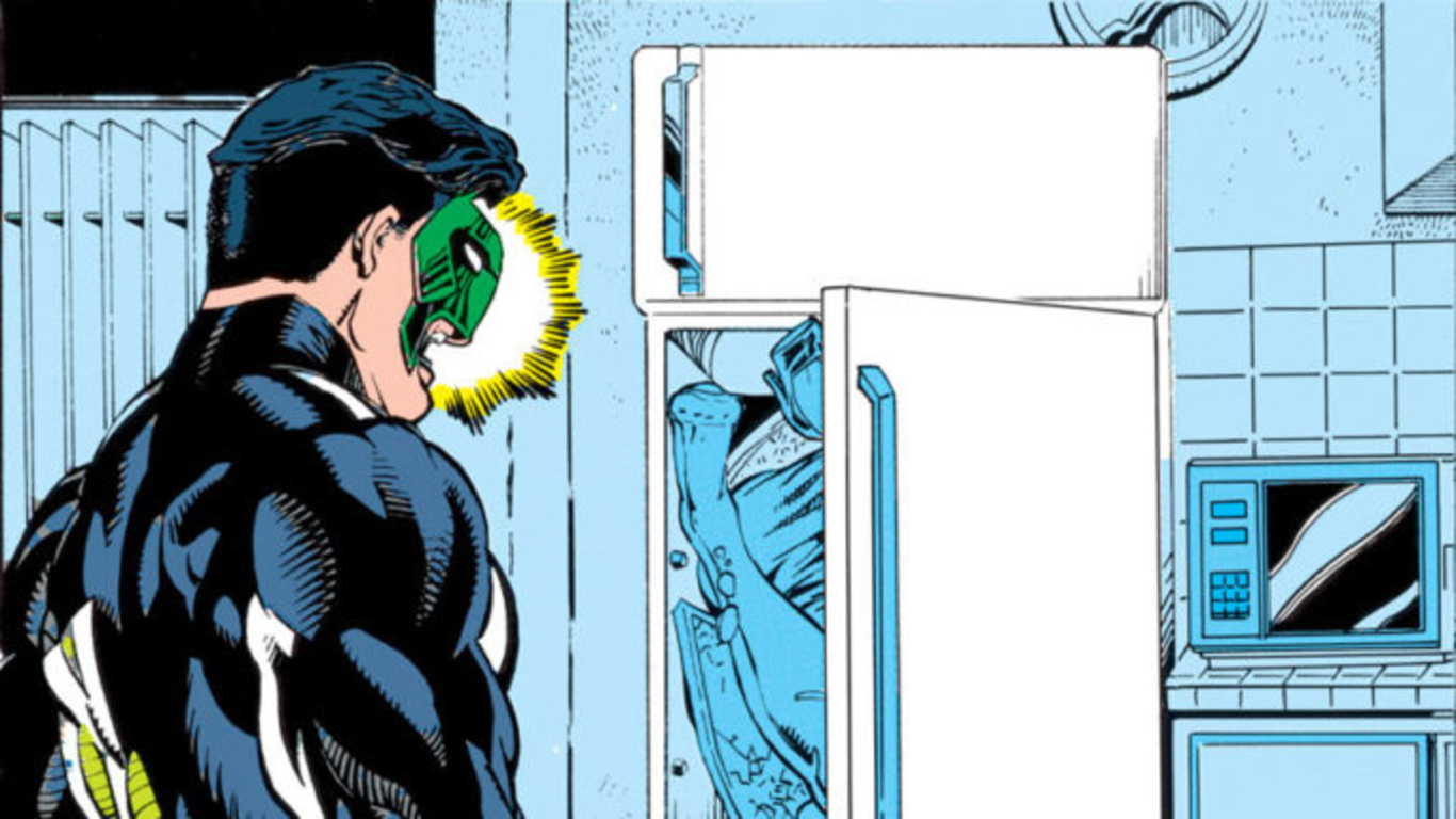 Comic book depicting the Women in Refrigerators trope