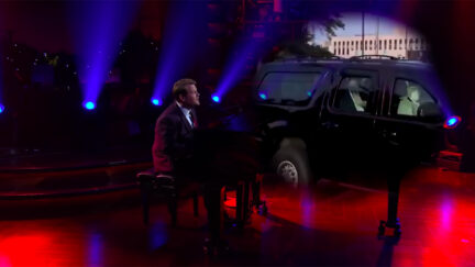 James Corden singing about Trump