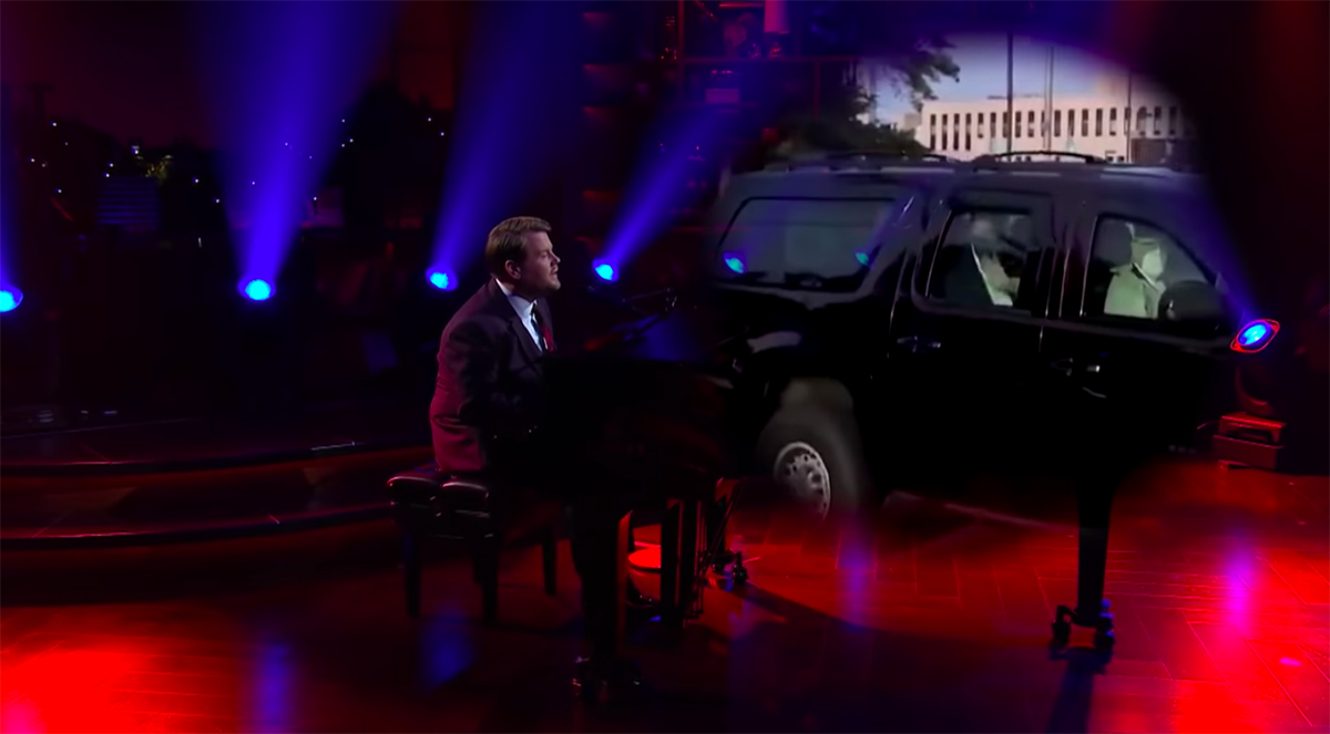 James Corden singing about Trump