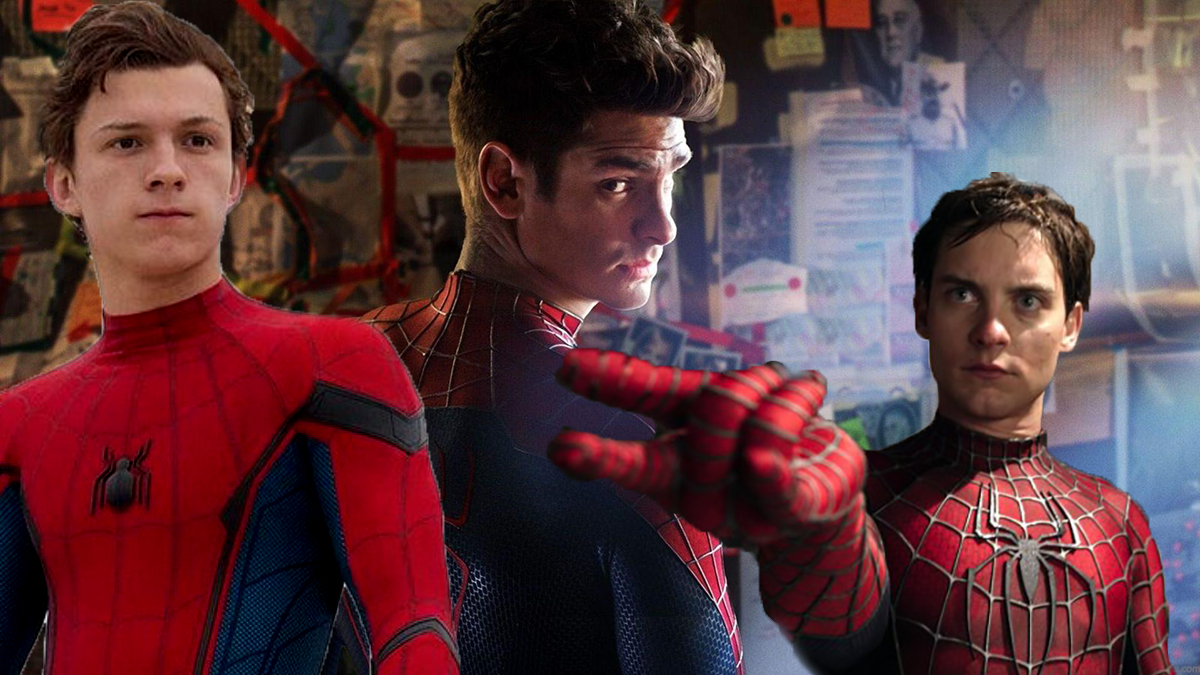 Andrew Garfield, Tom Holland, and Tobey Maguire all together as Spider-Man