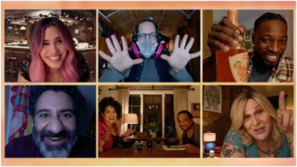 Pictured in this screen grab: (top row l-r) Otmara Marrero as Annie, Ely Henry as Rufus, Preacher Lawson as Ben; (bottom row l-r) Parvesh Cheena as Pradeep, Jill Knox as Michelle, Keith Powell as Garret, Shakina Nayfack as Ellis