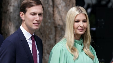 Jared Kushner and Ivanka Trump on the South Lawn of the White House