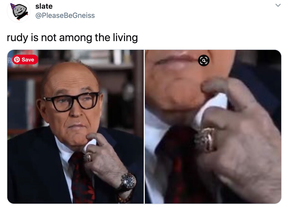Rudy Giuliani dead hand tweet