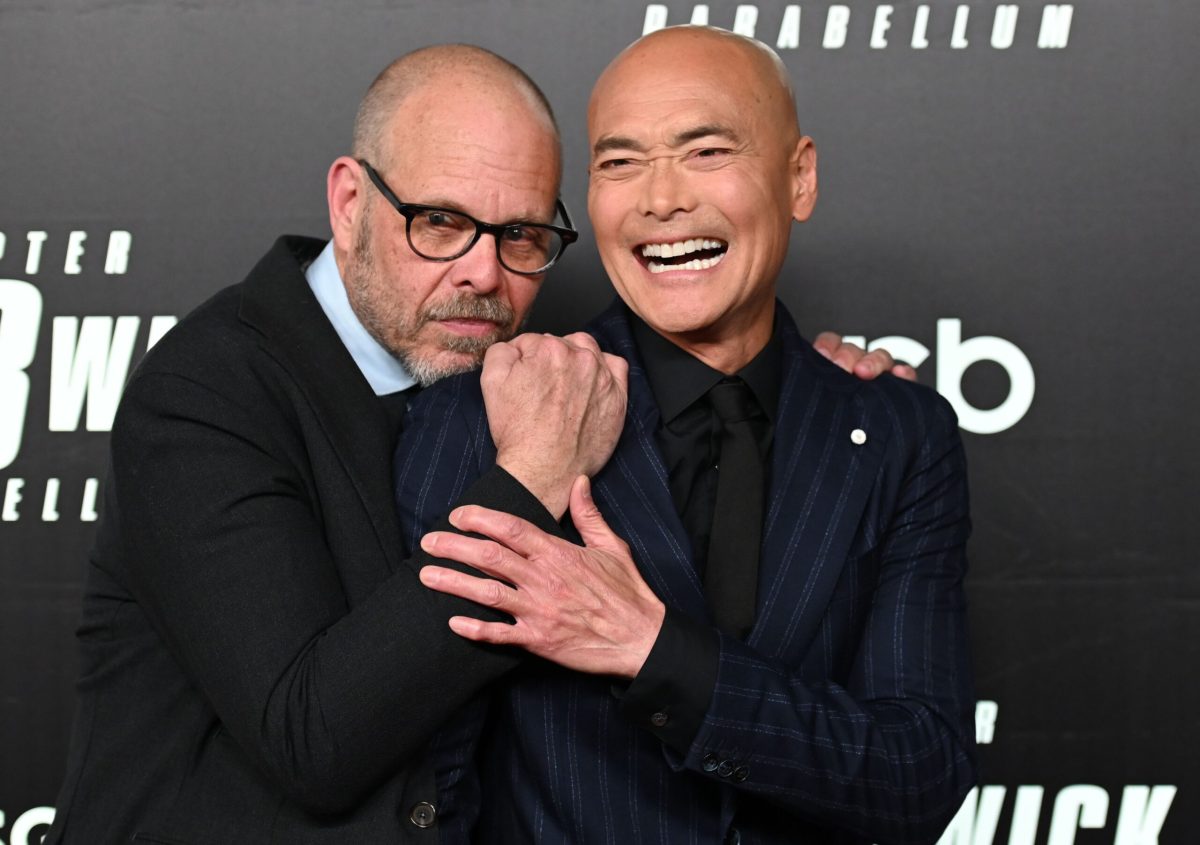 US actor Mark Dacascos (R) and TV personality Alton Brown (L) arrive for the world premiere of "John Wick: Chapter 3 - Parabellum" at One Hanson in New York on May 9, 2019. (Photo by ANGELA WEISS / AFP) (Photo credit should read ANGELA WEISS/AFP via Getty Images)