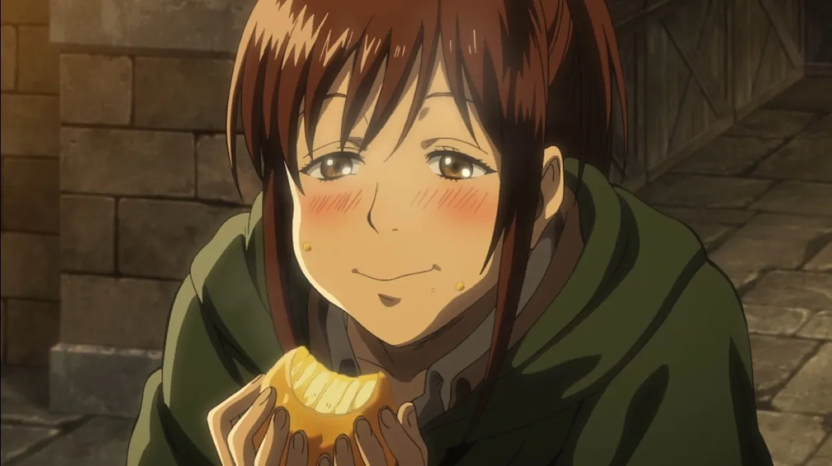 Sasha eating bread in 'Attack on Titan'