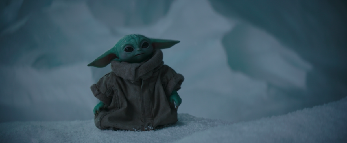 baby yoda in the snow