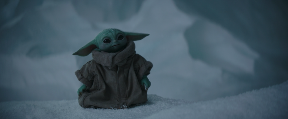 baby yoda in the snow