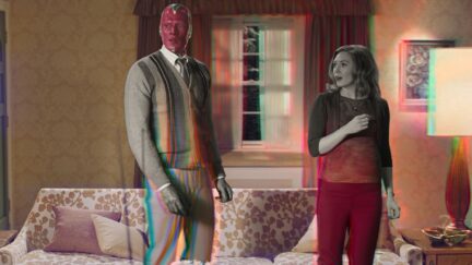 Paul Bettany and Elizabeth Olsen in Marvel and Disney+'s WandaVision