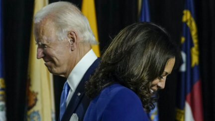 Joe Biden invites his running mate Sen. Kamala Harris (D-CA) to the stage to deliver remarks